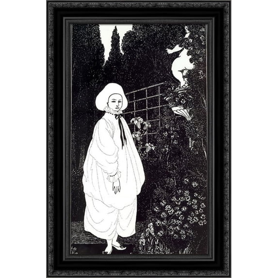 Frontispiece to 'The Pierrot of the Minute' 17x24 Black Ornate Wood Framed Canvas Art by Beardsley, Aubrey