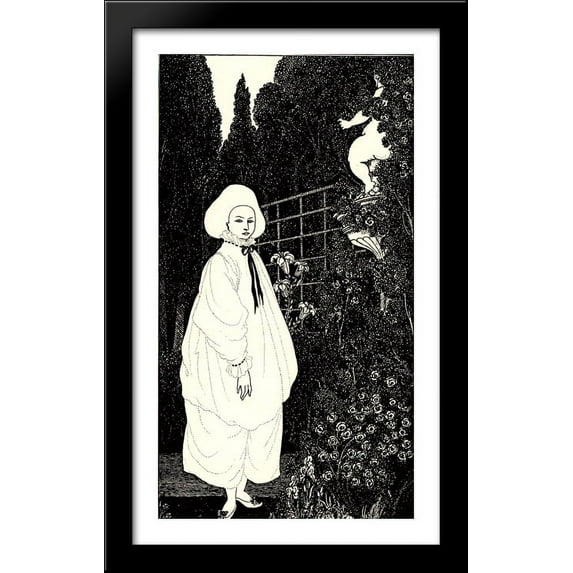 Frontispiece to "The Pierrot of the Minute" 24x40 Large Black Wood Framed Print Art by Aubrey Beardsley