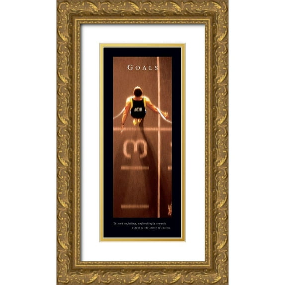 Frontline 10x18 Gold Ornate Wood Framed with Double Matting Museum Art Print Titled - Goals - Finish Line
