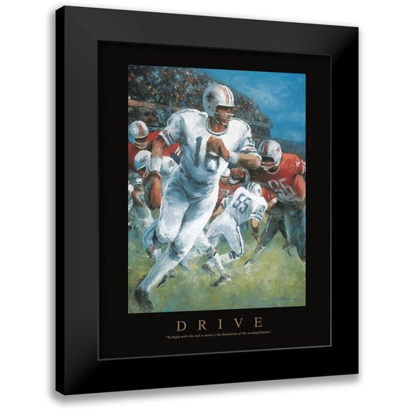 Frontline 12x14 Black Modern Framed Museum Art Print Titled - Drive - Football