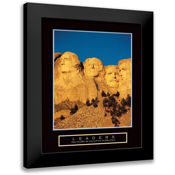 Frontline 12x14 Black Modern Framed Museum Art Print Titled - Leaders - Mt Rushmore