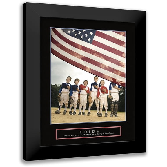 Frontline 12x14 Black Modern Framed Museum Art Print Titled - Pride - Flag
