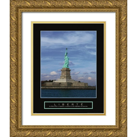 Frontline 12x14 Gold Ornate Wood Framed with Double Matting Museum Art Print Titled - Statue of Liberty - Liberte