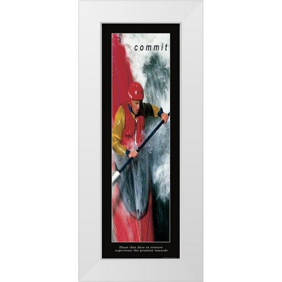 Frontline 13x32 White Modern Wood Framed Museum Art Print Titled - Commit - Kayak