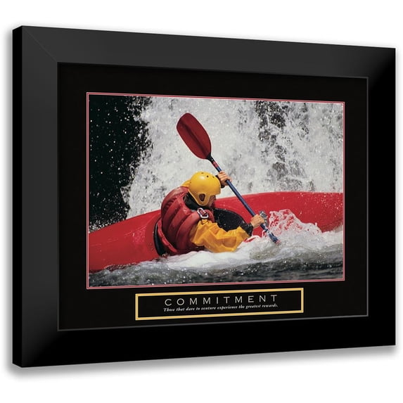 Frontline 14x12 Black Modern Framed Museum Art Print Titled - Commitment - Kayaker