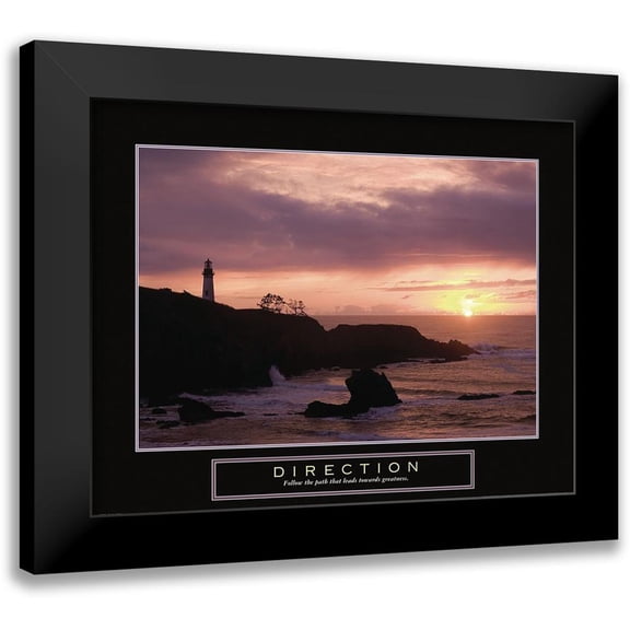 Frontline 14x12 Black Modern Framed Museum Art Print Titled - Direction - Lighthouse
