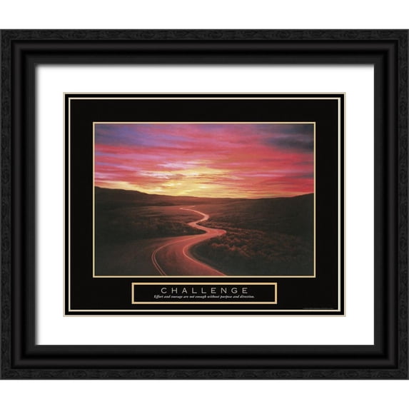 Frontline 14x12 Black Ornate Wood Framed with Double Matting Museum Art Print Titled - Challenge - Winding Road