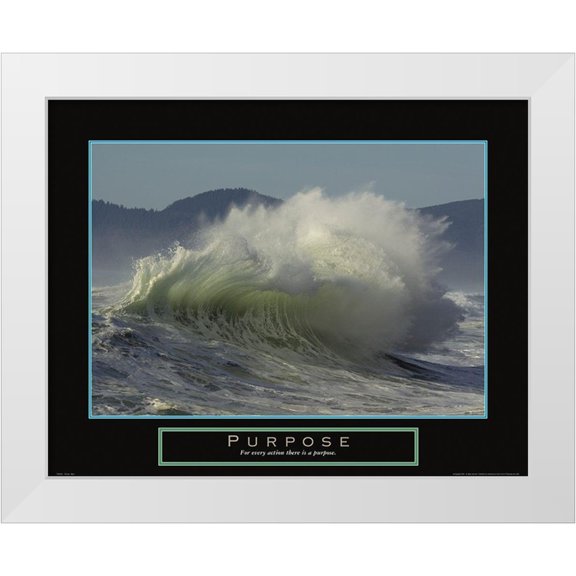 Frontline 14x12 White Modern Wood Framed Museum Art Print Titled - Purpose - Crashing Wave