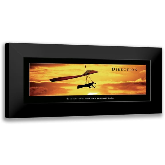 Frontline 14x7 Black Modern Framed Museum Art Print Titled - Direction - Hang Glider