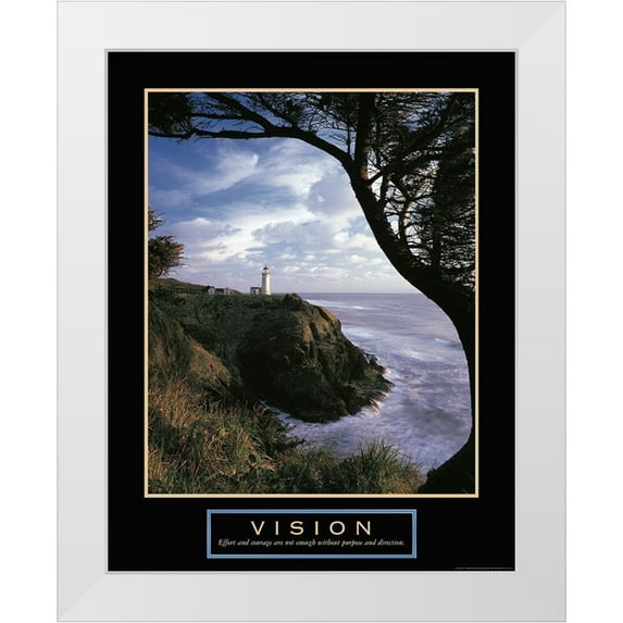 Frontline 15x18 White Modern Wood Framed Museum Art Print Titled - Vision - Lighthouse