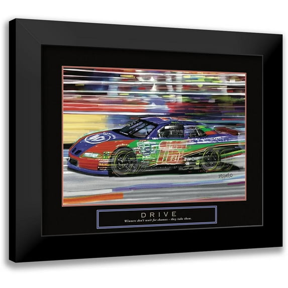 Frontline 18x15 Black Modern Framed Museum Art Print Titled - Drive - Race Car