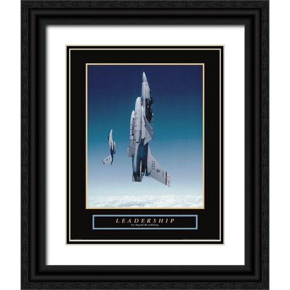 Frontline 20x24 Black Ornate Wood Framed with Double Matting Museum Art Print Titled - Liderazgo