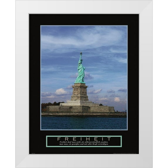 Frontline 20x24 White Modern Wood Framed Museum Art Print Titled - Statue of Liberty - Freiheit
