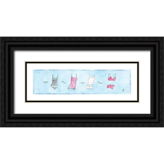Frontline 24x11 Black Ornate Wood Framed with Double Matting Museum Art Print Titled - Naughty and Nice