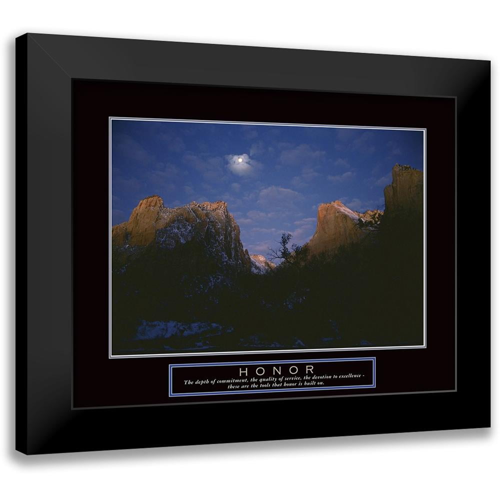 Frontline 24x20 Black Modern Framed Museum Art Print Titled - Honor - Mountain Moon