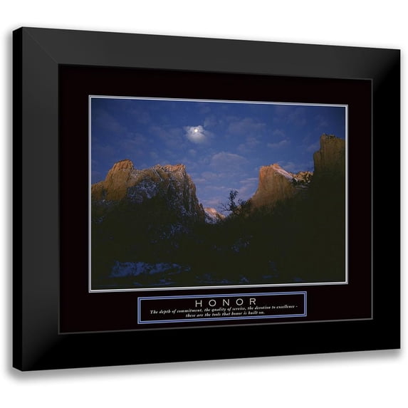 Frontline 24x20 Black Modern Framed Museum Art Print Titled - Honor - Mountain Moon