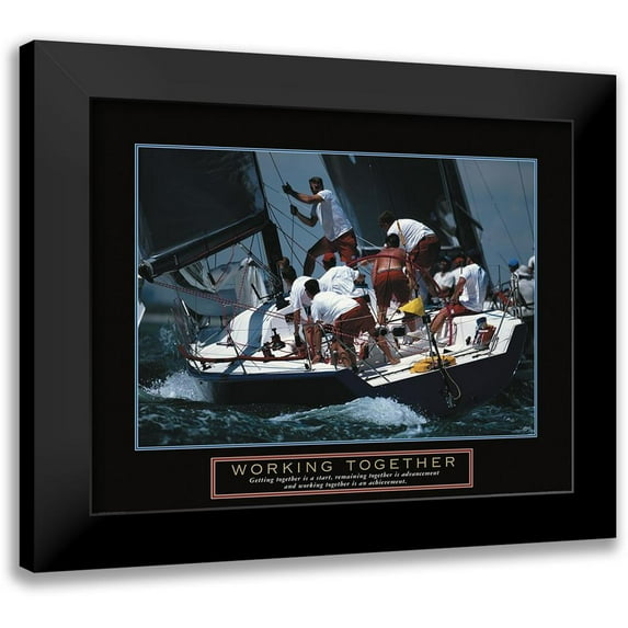 Frontline 24x20 Black Modern Framed Museum Art Print Titled - Working Together - Sailing
