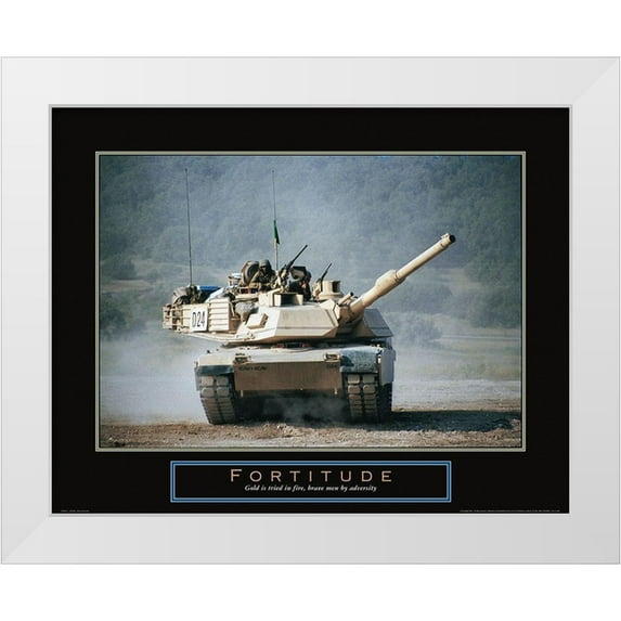Frontline 24x20 White Modern Wood Framed Museum Art Print Titled - Fortitude - Tank