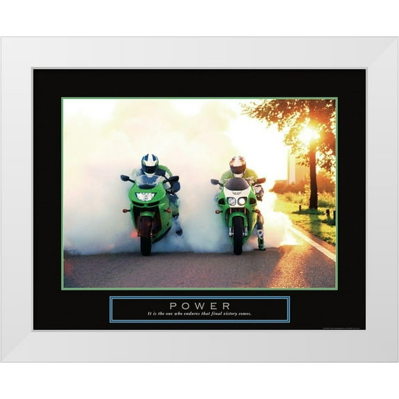 Frontline 24x20 White Modern Wood Framed Museum Art Print Titled - Power - Motorcycles