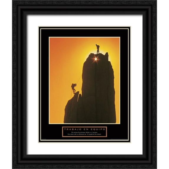 Frontline 26x32 Black Ornate Wood Framed with Double Matting Museum Art Print Titled - Trabajo en Equipo