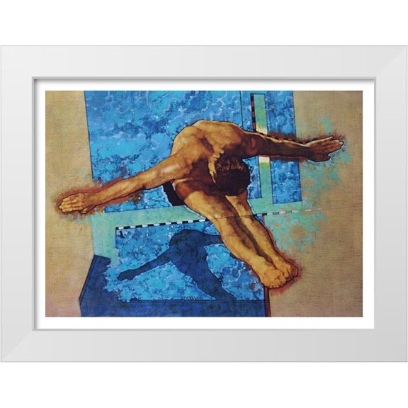 Frontline 32x25 White Modern Wood Framed Museum Art Print Titled - Olympic High Dive