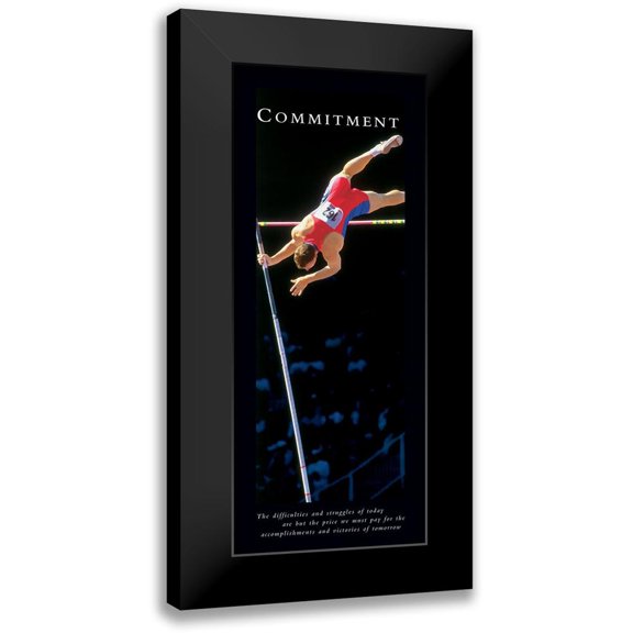 Frontline 8x14 Black Modern Framed Museum Art Print Titled - Commitment - Pole Vaulter