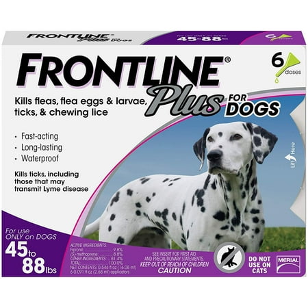 Frontline Flea Control Plus for Dogs And Puppies 45-88 lbs 6 Pack 45-88-6PK-PS