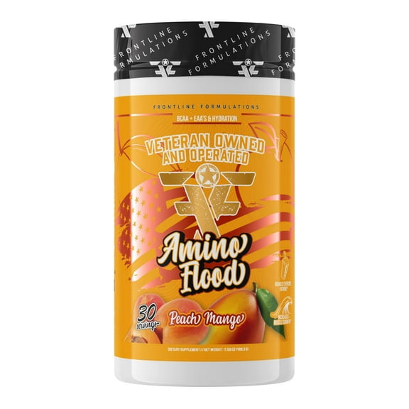 Frontline Formulations Amino Flood BCAA EAA Recovery Drink Peach Mango, 30 Servings