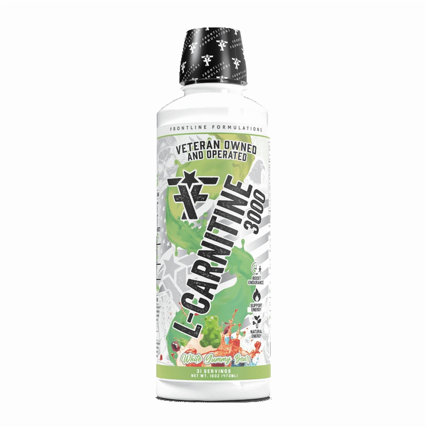 pre workout l carnitine Frontline Formulations L-Carnitine | Premium Stimulant Free Workout Drink |  Transforms Fat Into Energy and Supports Muscle Recovery For Men and Women |  White Gummy Bear