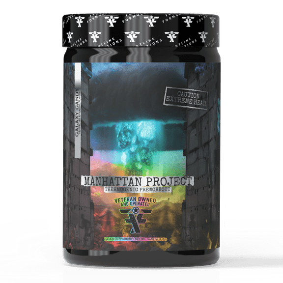Frontline Formulations Manhattan Project High-Stim Thermogenic Pre-Workout Powder, 3.2g Beta-Alanine, Alpha-GPC, Galaxy Candy, 25 Servings