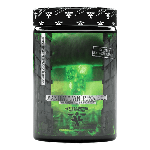 Frontline Formulations Manhattan Project High-Stim Thermogenic Pre-Workout Powder, 3.2g Beta-Alanine, Alpha-GPC, Green Apple Lemonade, 25 Servings