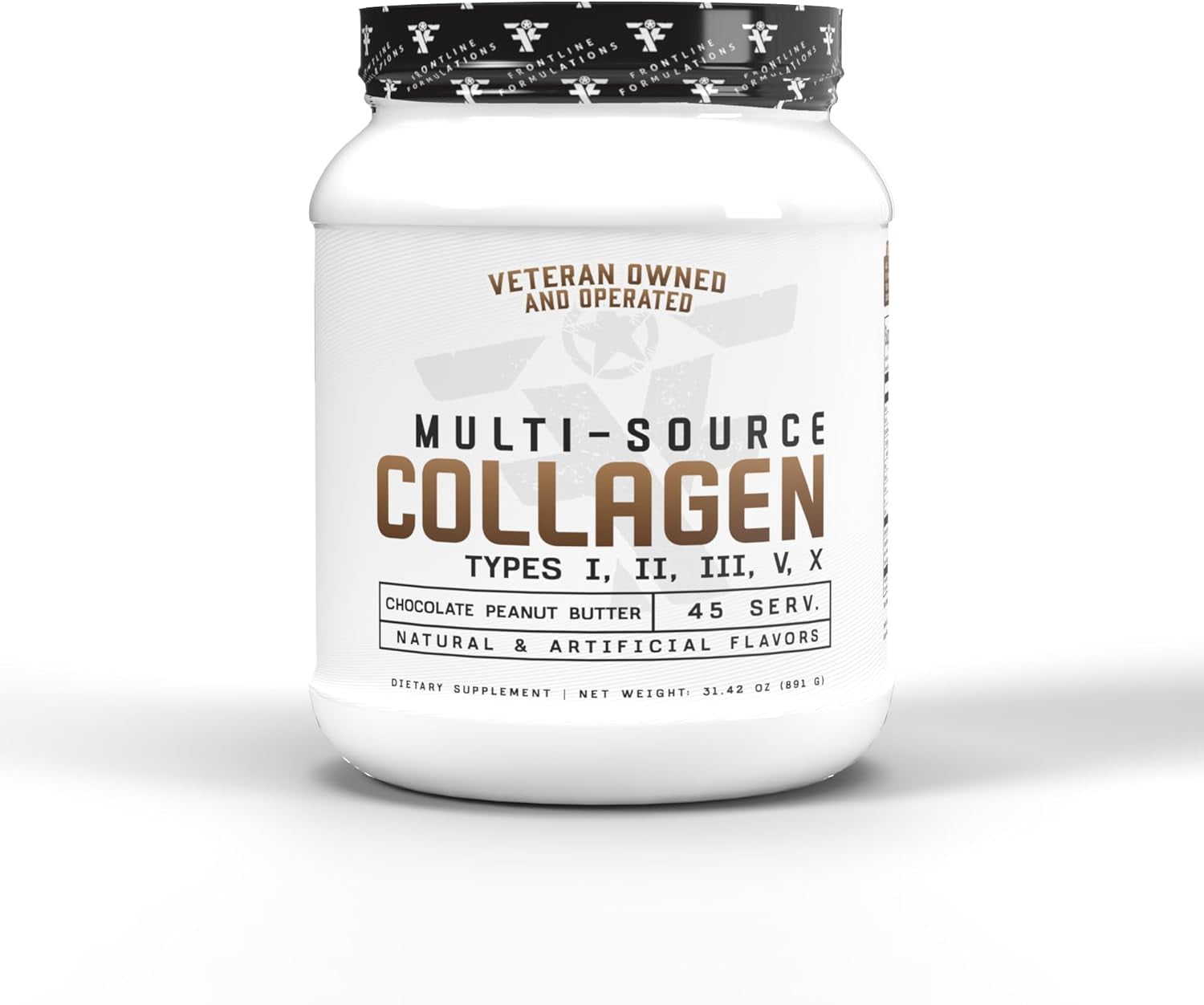 Frontline Formulations Multi-Source Collagen, Promotes Hair, Skin and Nail Health, Chocolate Peanut Butter