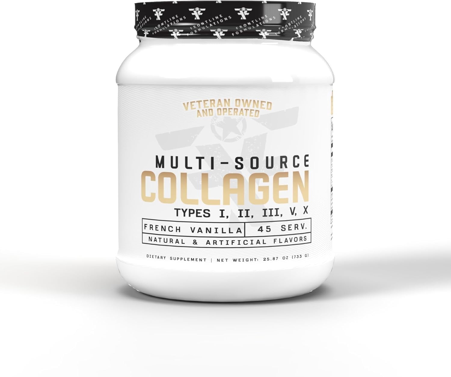 Frontline Formulations Multi-Source Collagen, Promotes Hair, Skin and Nail Health, French Vanilla