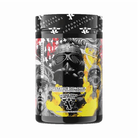 Frontline Formulations Operation Delirium Pre-Workout Powder, 6g L-Citrulline, 169mg Caffeine, Strawberry Banana, 25 Servings