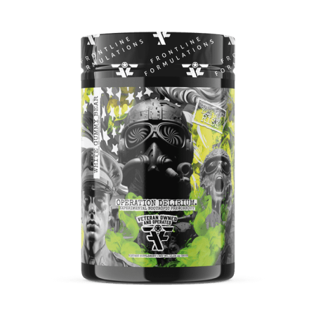 Frontline Formulations Operation Delirium Pre-Workout Powder, 6g L-Citrulline, 169mg Caffeine, White Gummy Bear, 25 Servings