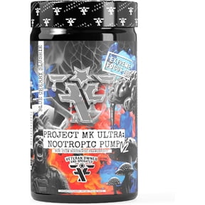 Frontline Formulations Project MK Ultra V2 Pre-Workout, Non-Stimulant, Caffeine-Free Pump and Hydration Formula, Stackable Nootropic Support, Blue Cherry Slushie