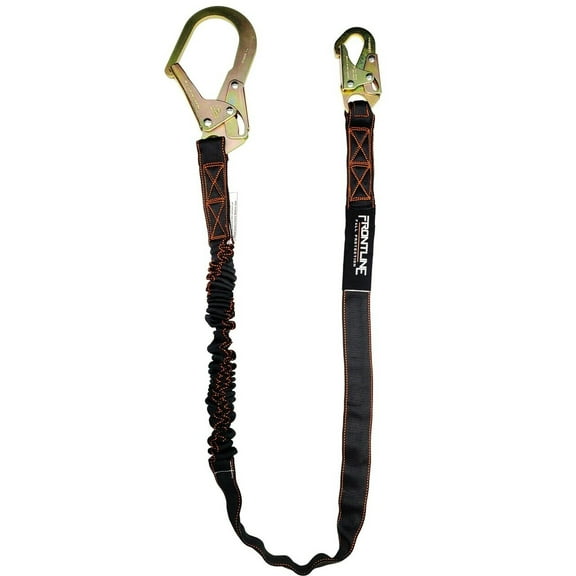Frontline LIS61R Combat Single Leg Rebar Hook End 6' Lanyard with Internal Shock