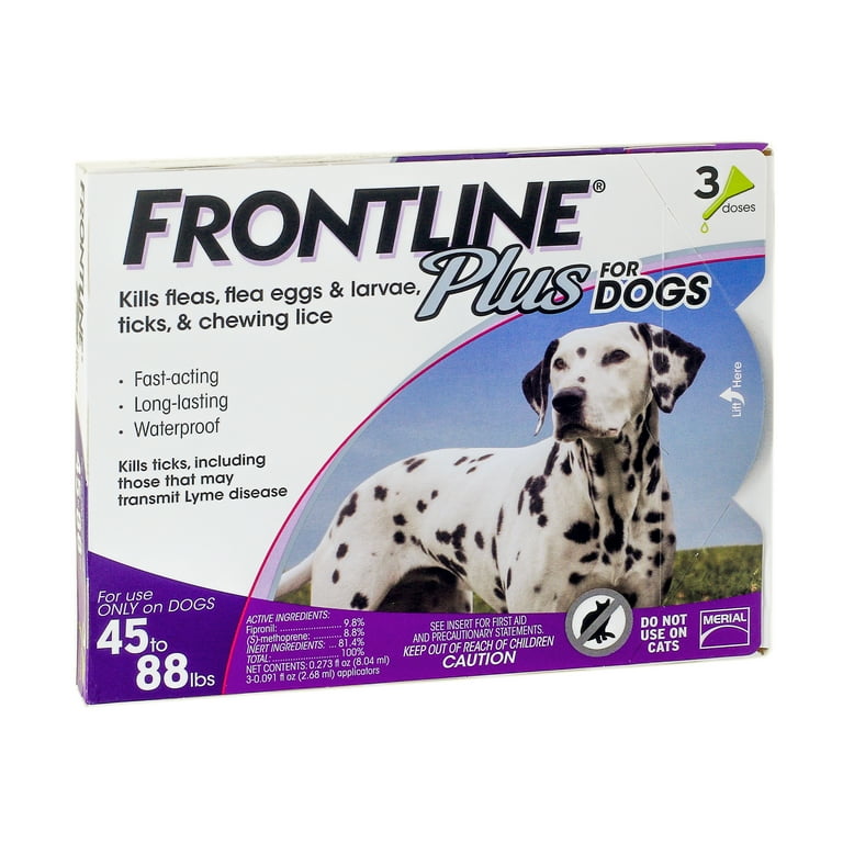 Frontline Plus Flea and Tick Medicine Flea and Tick Control Medicine for Large Dogs 45 to 88 lbs 3 Treatments Walmart