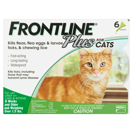 Frontline Plus Flea and Tick Treatment For Cats And Kittens, 6 Monthly Doses