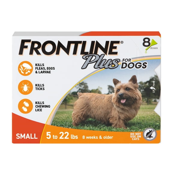 FRONTLINE Plus for Dogs Flea & Tick Small Breed Dog Spot Treatment, 5 - 22 lbs, 8 Count
