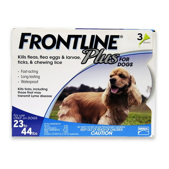 Frontline Plus for Medium Dogs, 23-44 lbs, Flea & Tick Control, 3 Ct.
