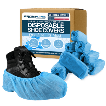 Frontline Protective Boot & Shoe Covers, Disposable, Non-Woven Booties, Durable Shoe Protectors, Blue, One Size Fits Most, 100 Count
