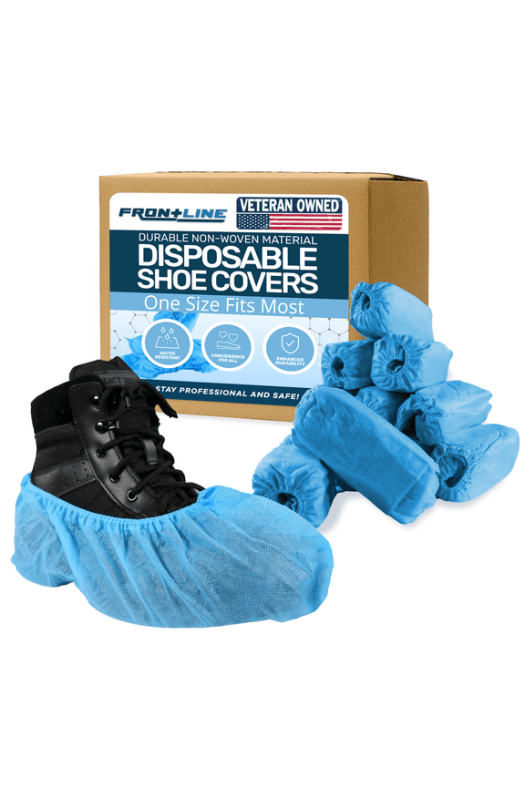 Protective Boot & Shoe Covers, Disposable, Non-Woven Booties, Durable Shoe Protectors, Blue, One Size Fits Most, 100 Count