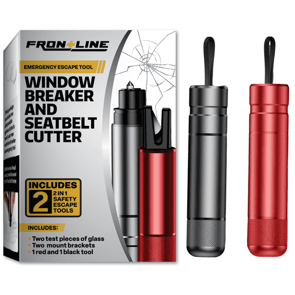 Frontline Window Breaker and Seatbelt Cutter (2 Pack) Safety Hammer Emergency Tool