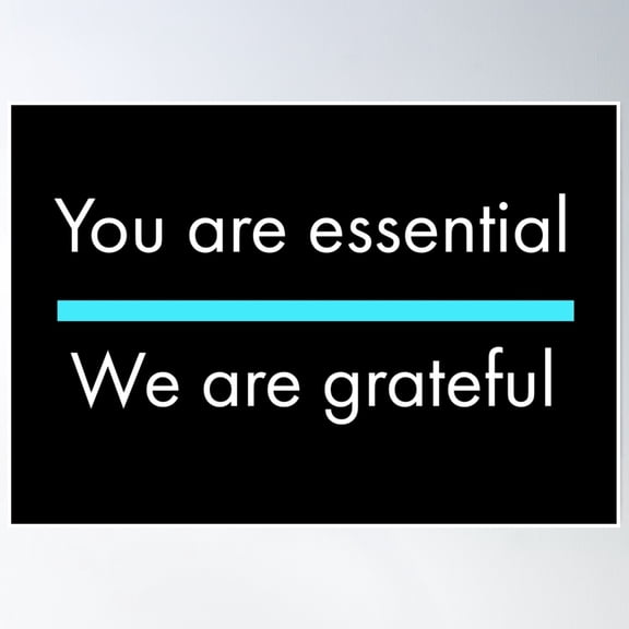 Frontline Workers You Are Essential We Are Grateful Poster Wall Art, Modern Wall Decor, 24x36 UNFRAMED