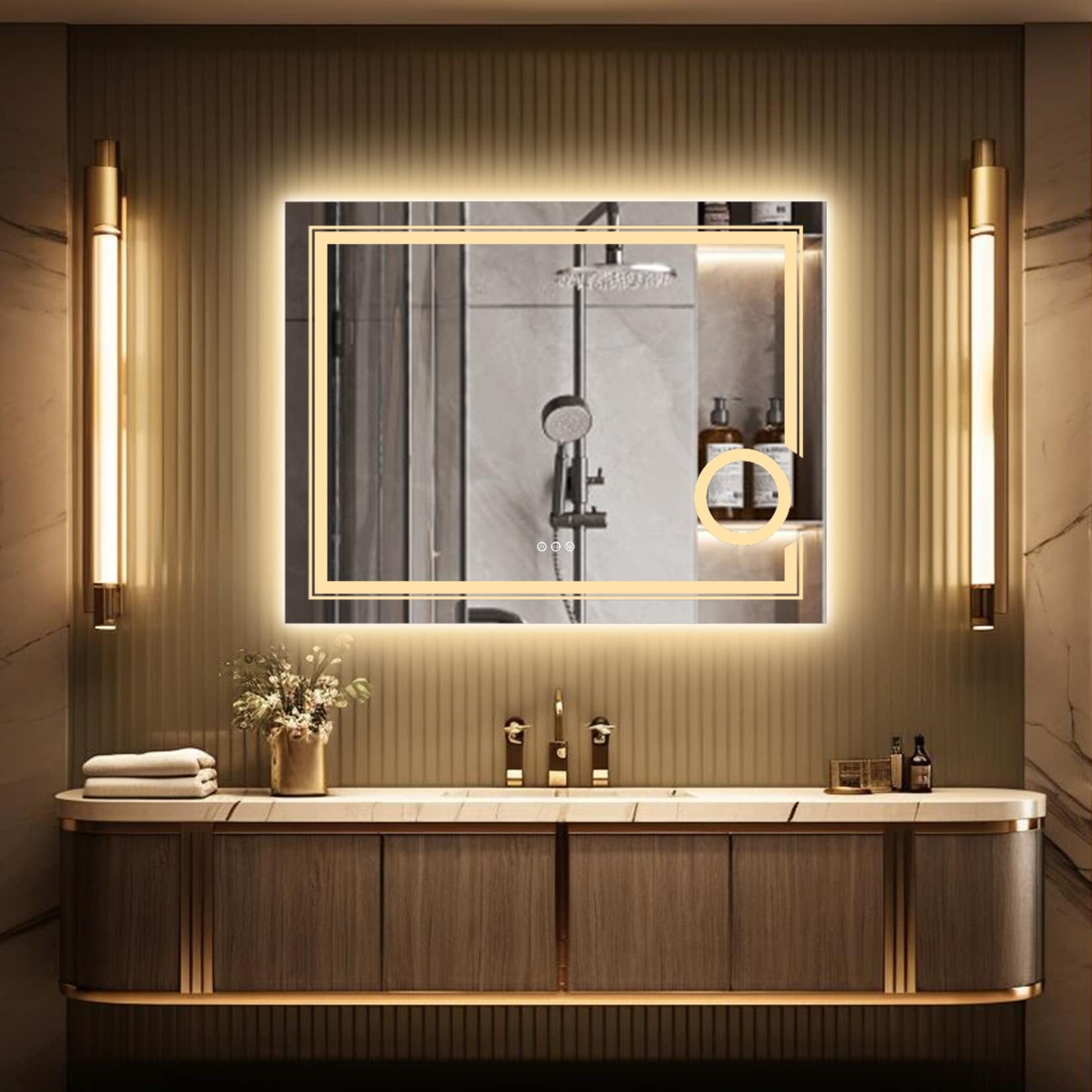 32" x 24" Silver LED Anti-Fog Bathroom Vanity Mirror