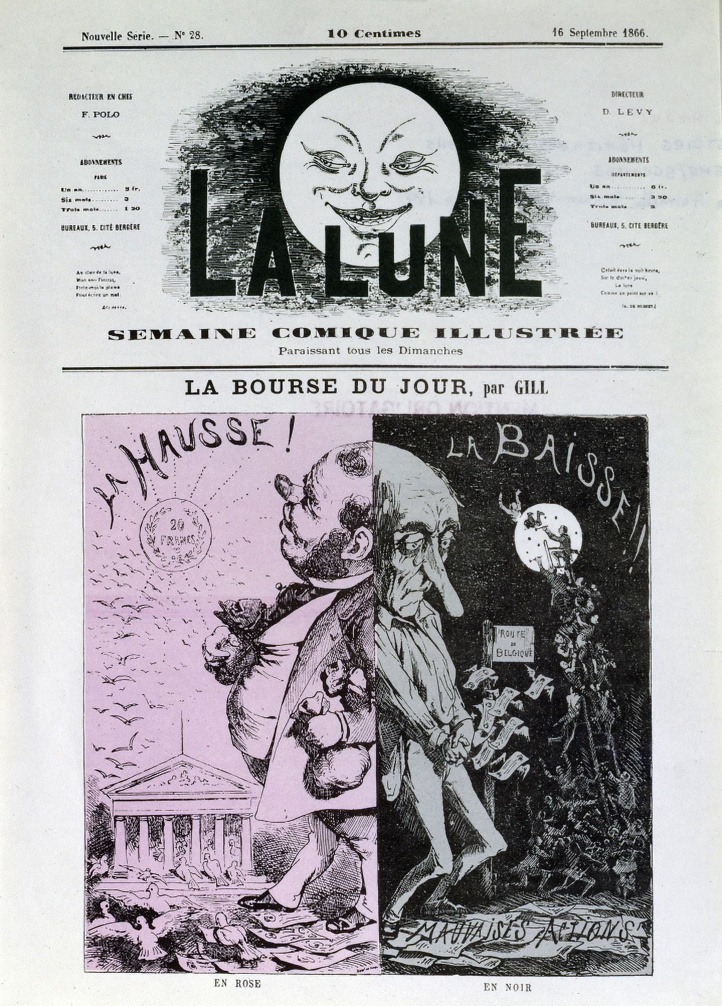 Frontpage Of The Newspaper La Lune September 16Th 1866?î The Stock Exchange Of The Day By Gill Canvas Art - (24 x 36)