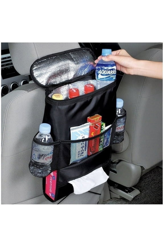 Insulated Car Seat Back Organizer with Multi-Pockets and Mesh Storage