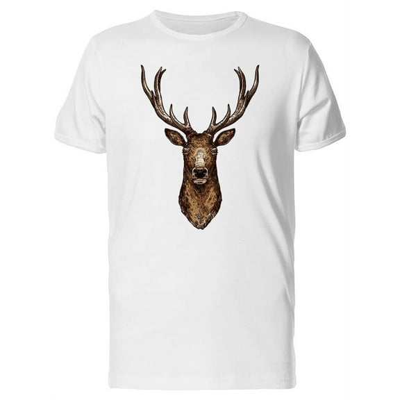 Frontview Of Deer Head T-Shirt Men -Image by Shutterstock, Male XX-Large