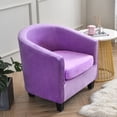 thumbnail image 1 of Frontwalk Adult Sofa Cover 2 Pcs Slipcover Solid Spandex Chair Covers 1 Seater Light Purple Set, 1 of 2